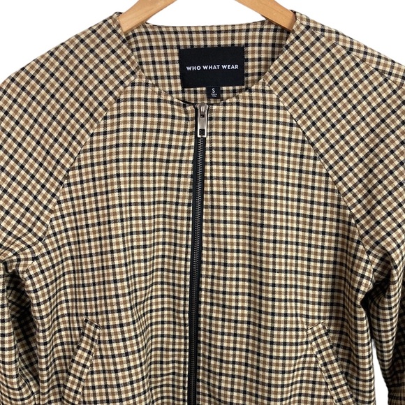 Who What Wear Houndstooth Bomber Jacket - Picture 3 of 13